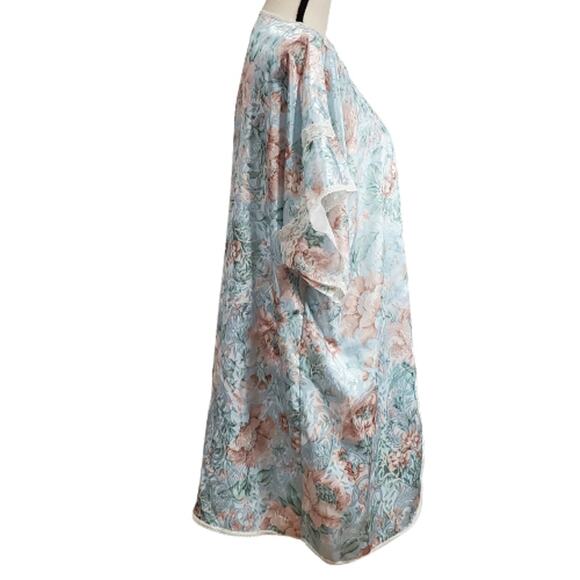 Intimate Moods Gown and Wrap Blue / Pink Floral M - Picture 4 of 12